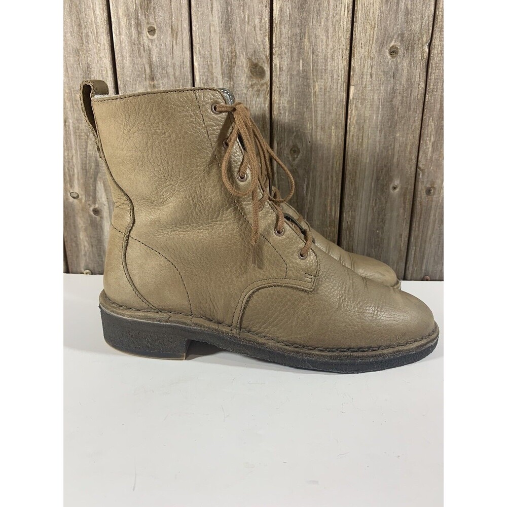Clarks Originals Women's Maru Elsa Combat Boot Khaki Leather Shoe Size 9.5